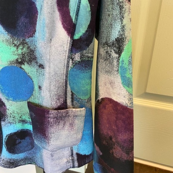 Simply Art by Dolcezza sz S blazer jacket mid-length multicolour blues - Picture 14 of 16